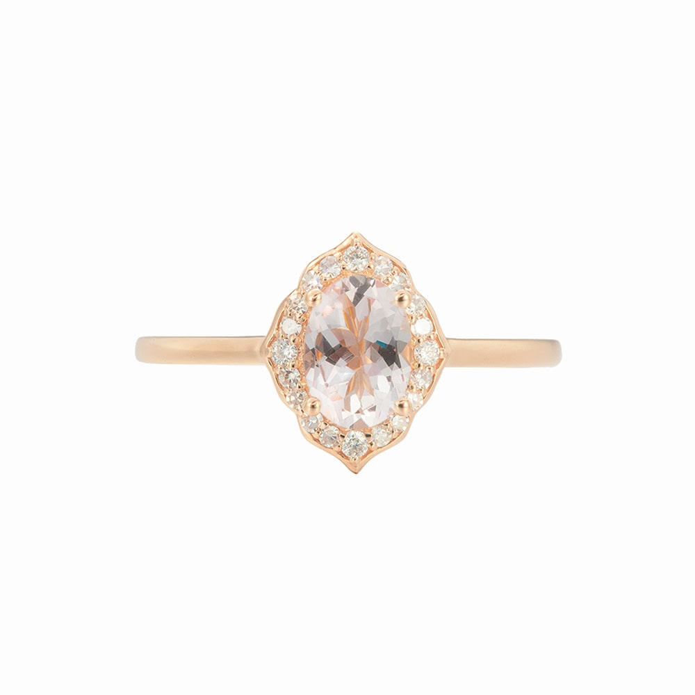 Mini Floral Morganite Engagement Ring - Lizzie