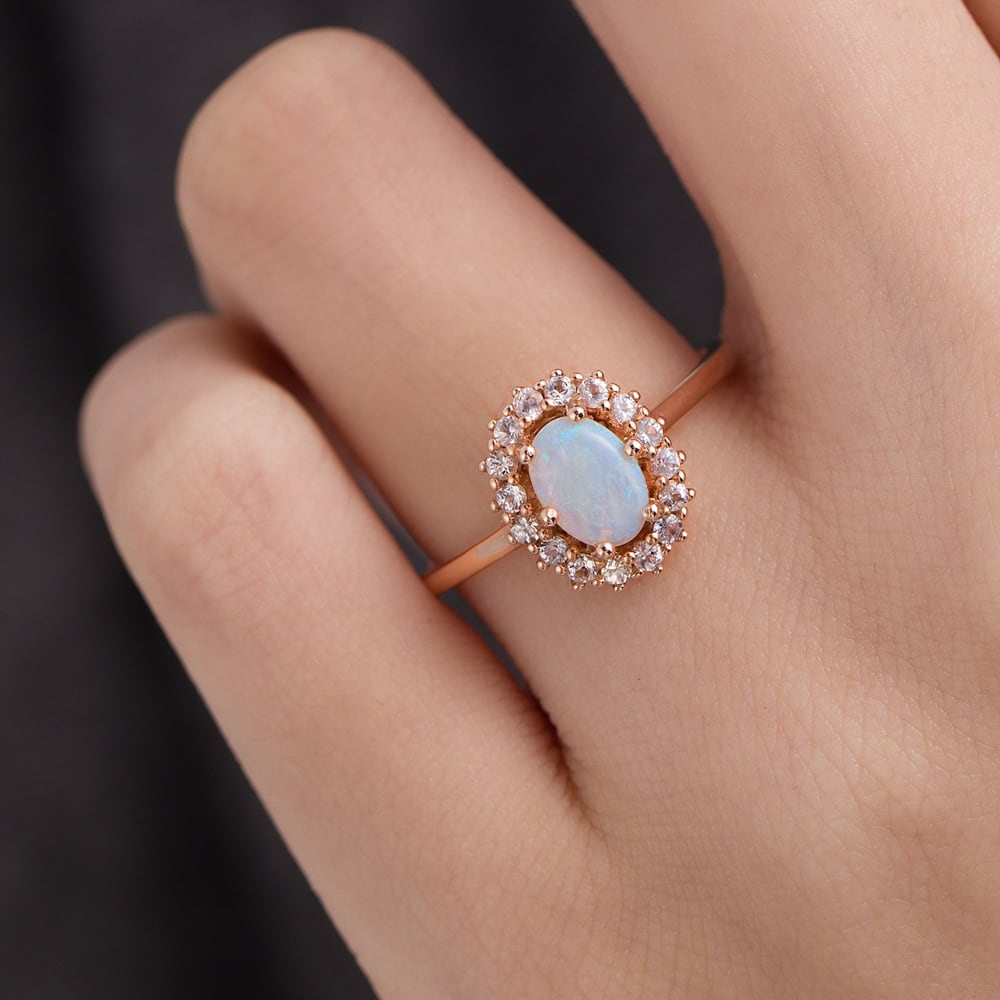 Oval Australian Opal Engagement Ring - Carter - Image 6