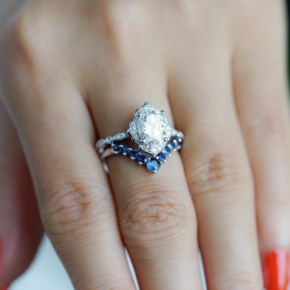 Blue Sapphire Wedding Band - Aubriella - Image 3