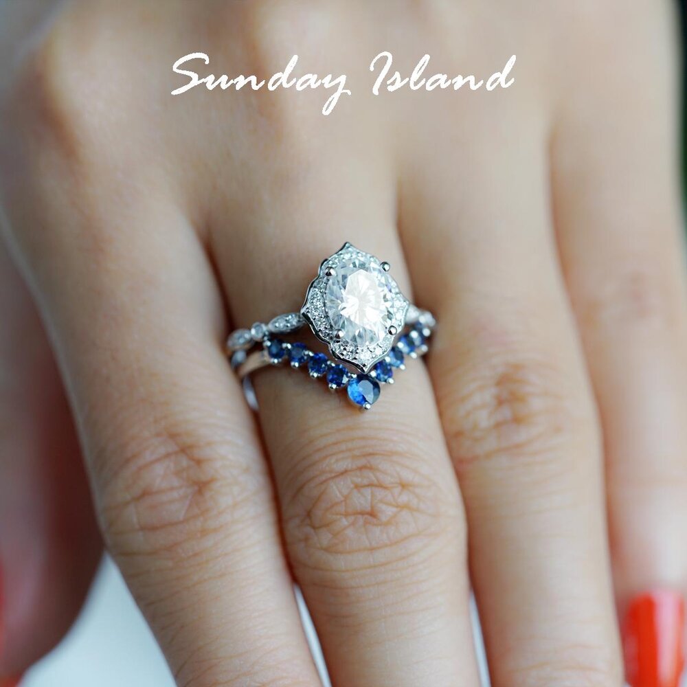 Blue Sapphire Wedding Band - Aubriella - Image 3