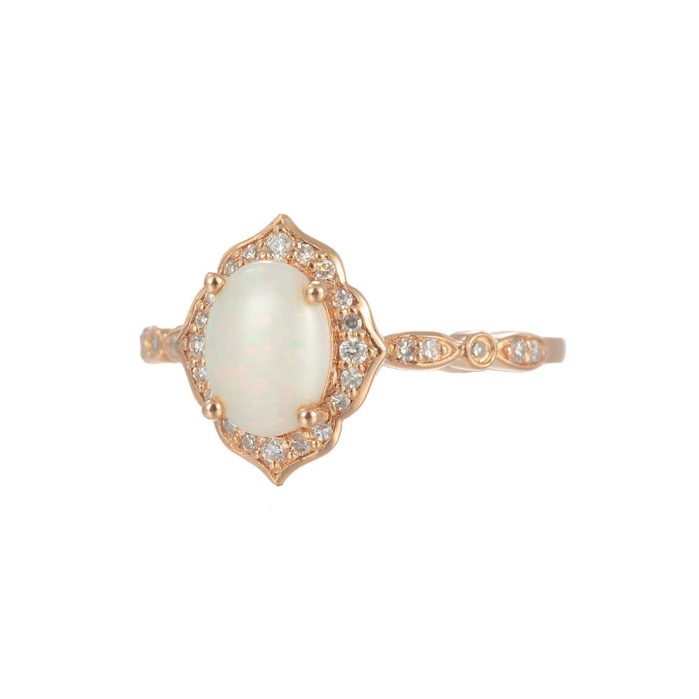 Oval Floral Vintage Opal Ring - Lennox - Image 2