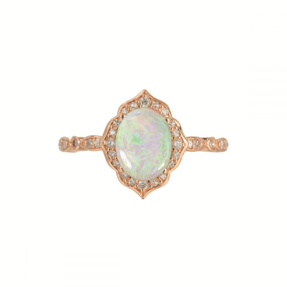Oval Floral Vintage Opal Ring - Lennox