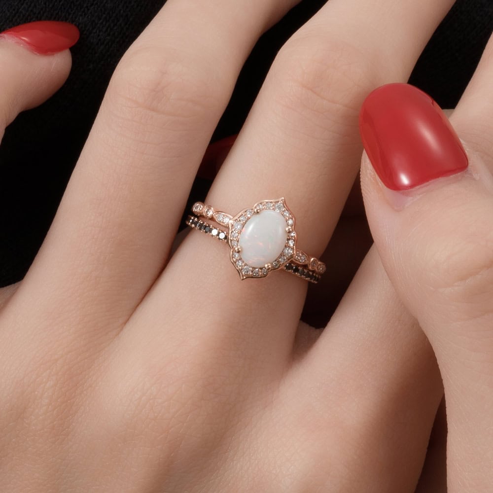 Oval Floral Vintage Opal Ring - Lennox - Image 6