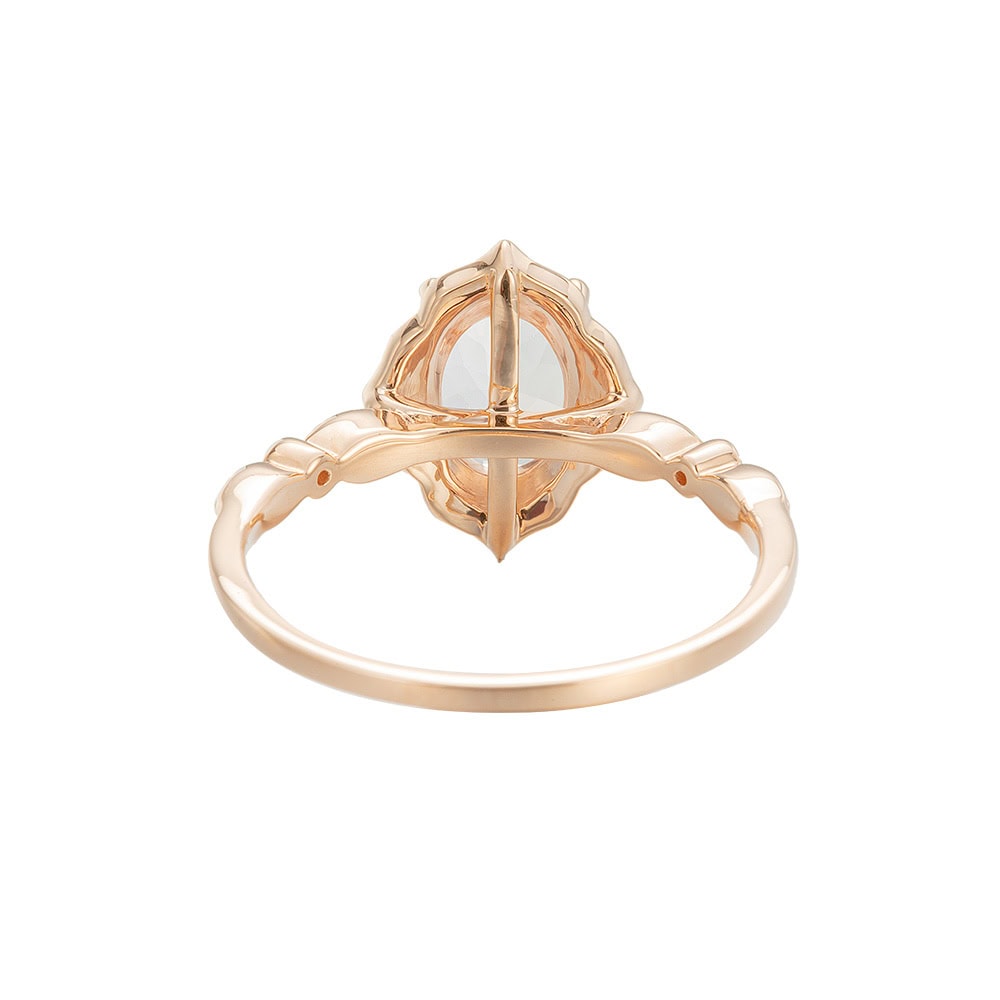 Oval Floral Vintage Morganite Ring - Bonnie - Image 3