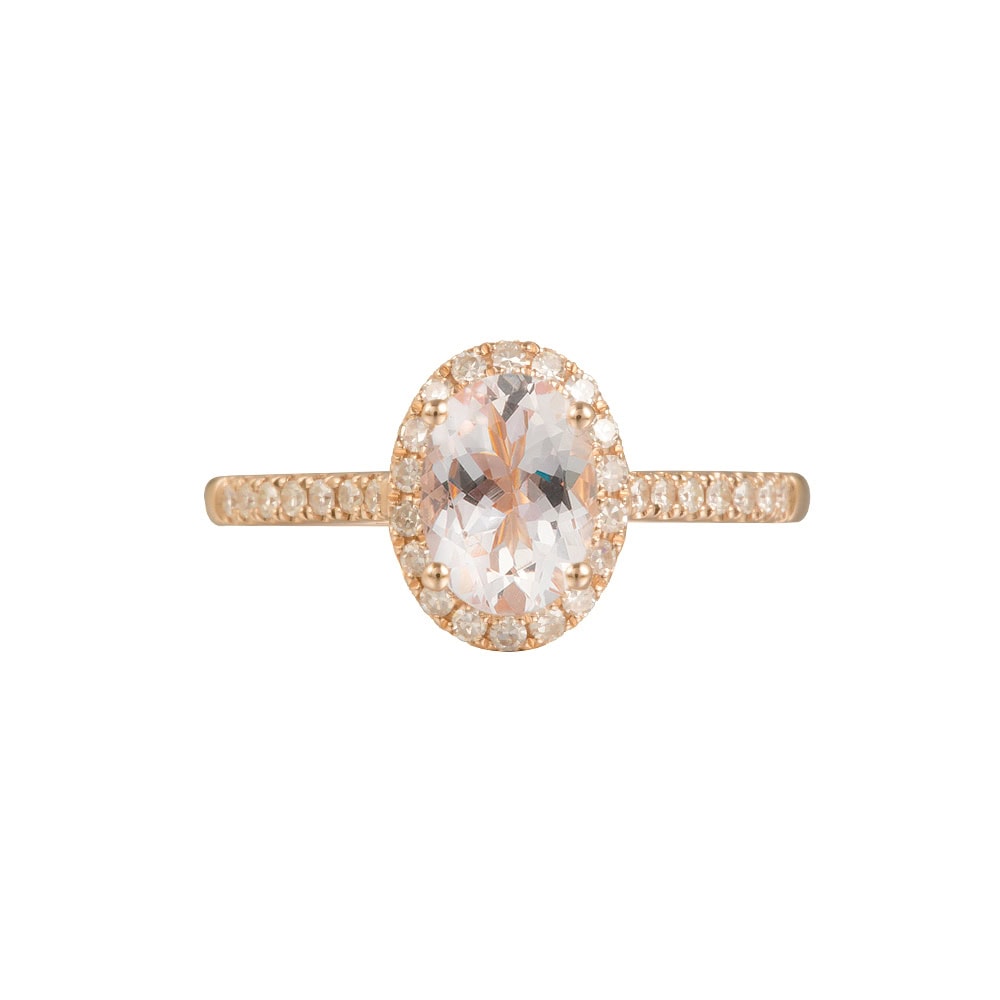 Oval Morganite Halo Ring - Heidi