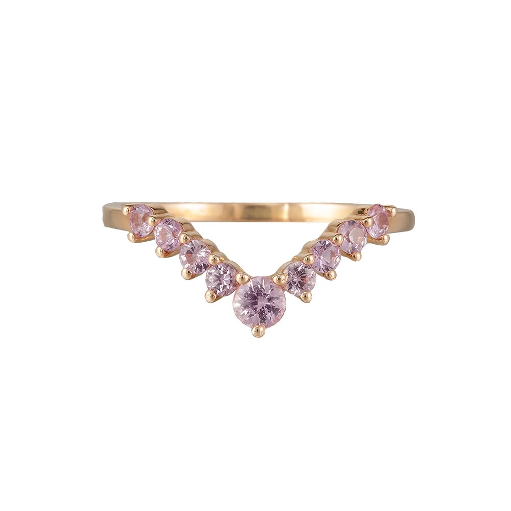 Pink Sapphire Wedding Band - Aurora