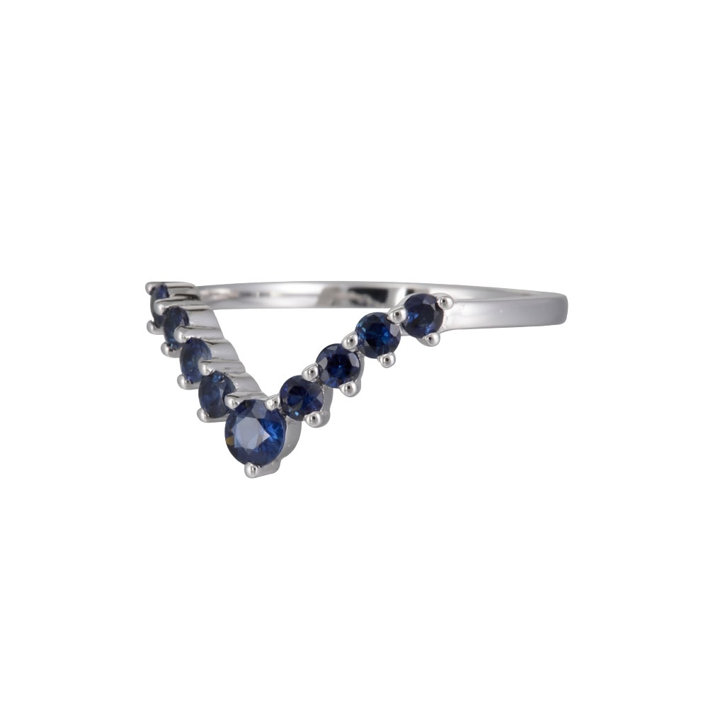 Blue Sapphire Wedding Band - Aubriella - Image 2