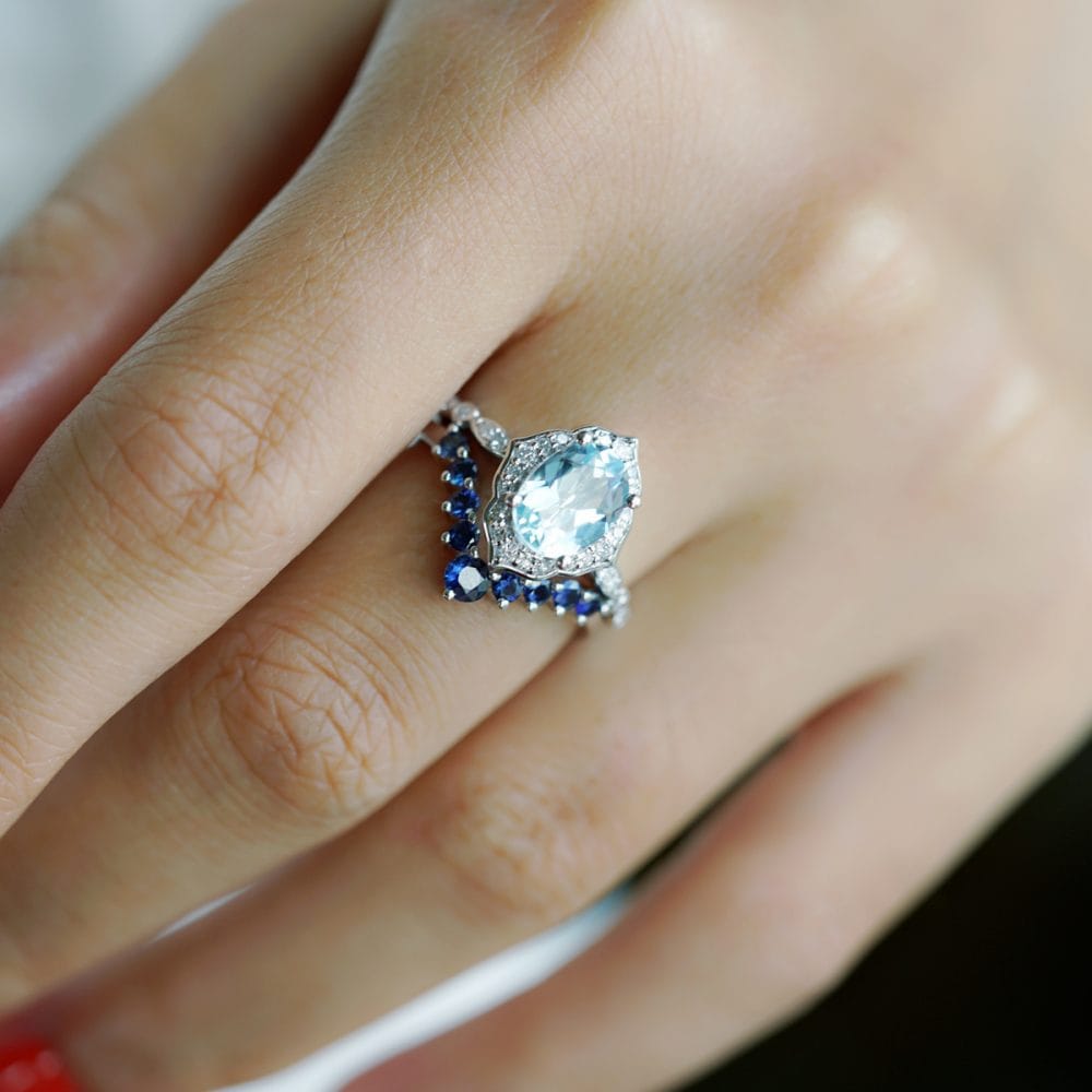 Blue Sapphire Wedding Band - Aubriella - Image 4