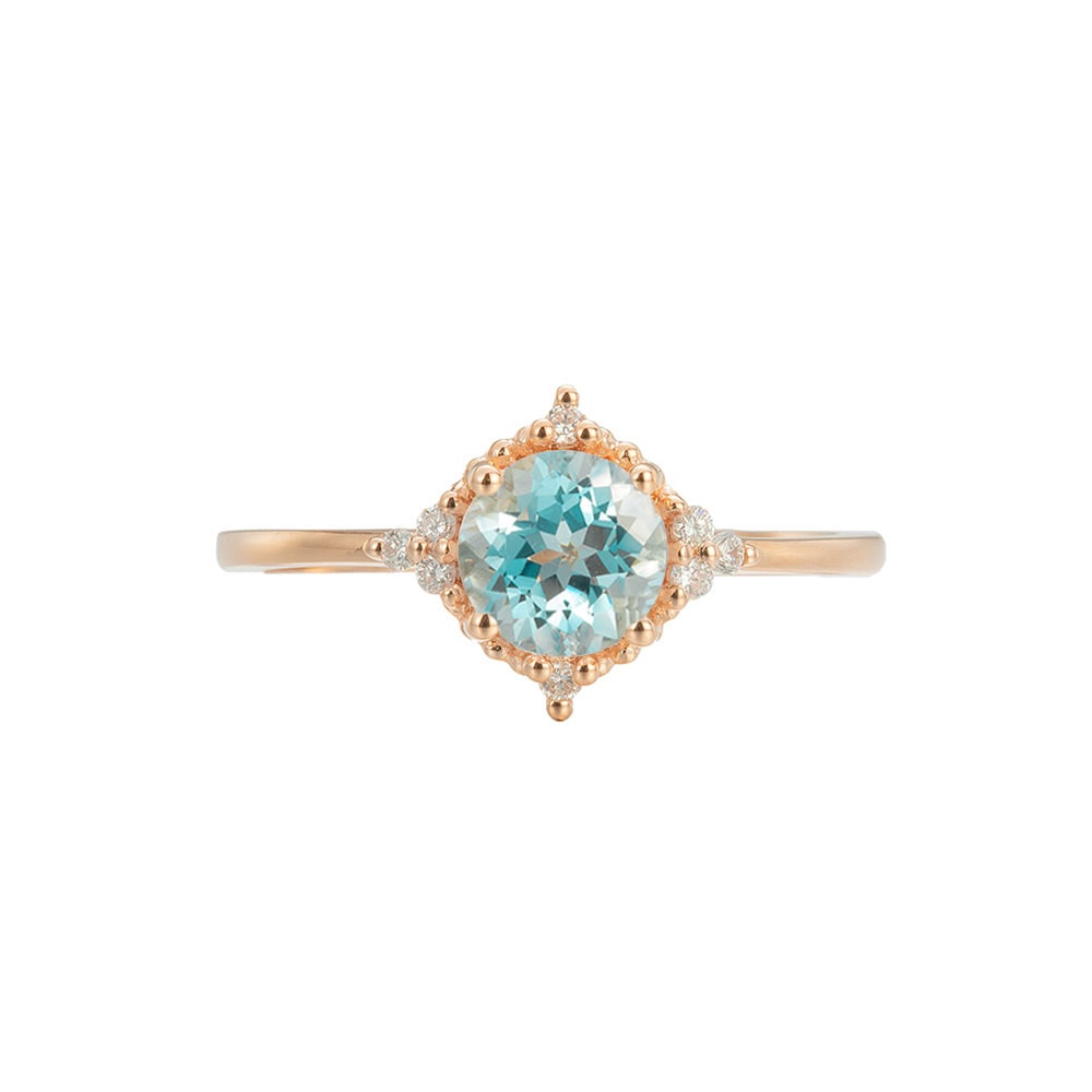 Round Aquamarine Engagement Ring - Lainey