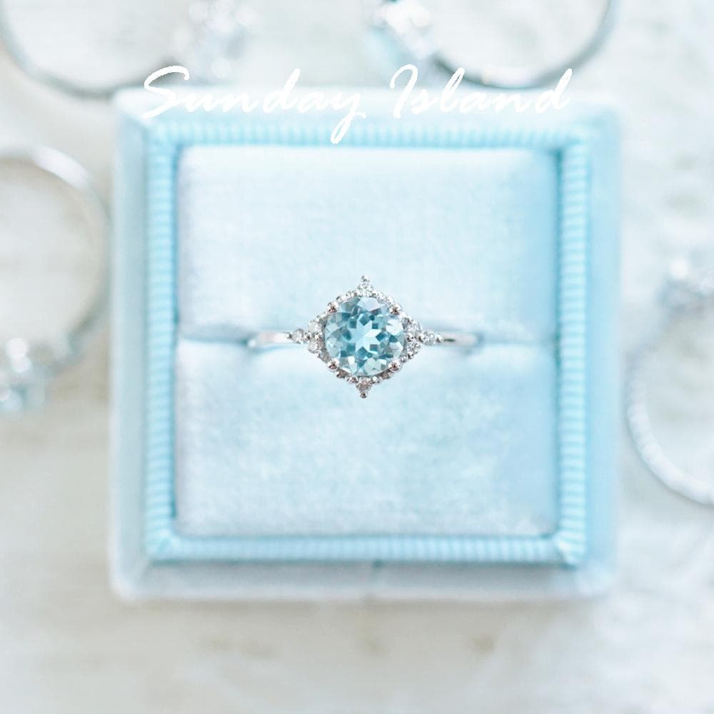 Round Aquamarine Engagement Ring - Lainey - Image 3