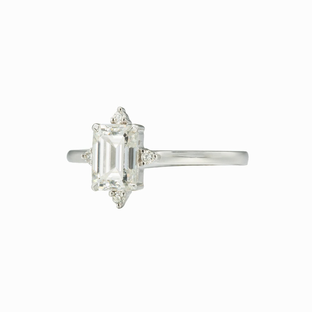 Emerald Cut Moissanite Engagement Ring – Henriette - Image 2