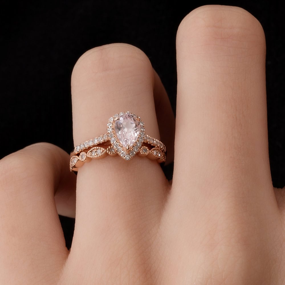Teardrop Morganite Engagement Ring – Tulip - Image 3