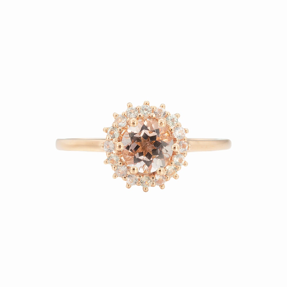 Halo Morganite Engagement Ring - Lucia