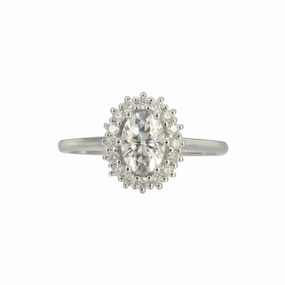 Oval Cut Halo Moissanite Ring - Adelaide