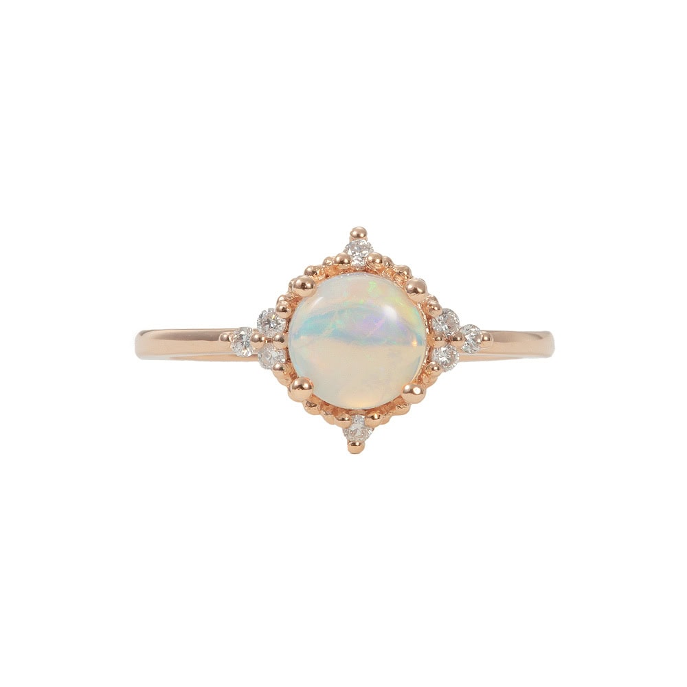 Round Cut Australian Opal Engagement Ring – Eleanor