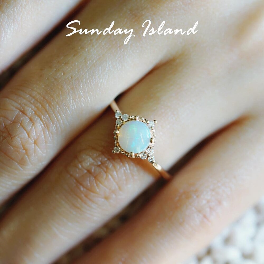 Round Cut Australian Opal Engagement Ring – Eleanor - Image 6