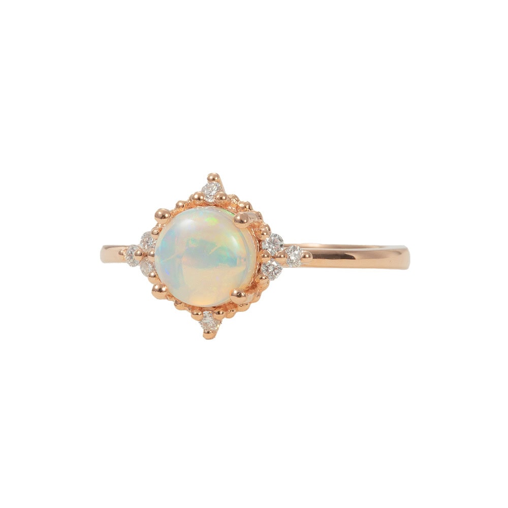 Round Cut Australian Opal Engagement Ring – Eleanor - Image 2