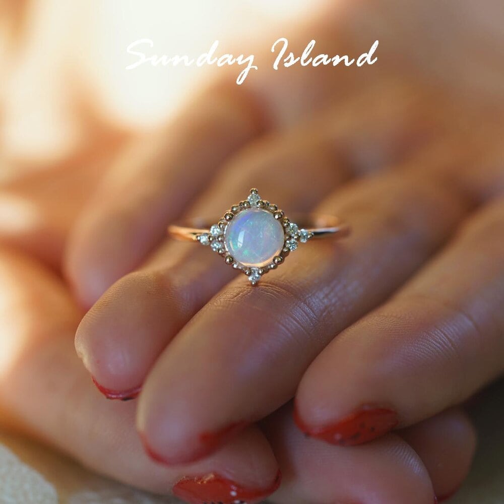 Round Cut Australian Opal Engagement Ring – Eleanor - Image 4