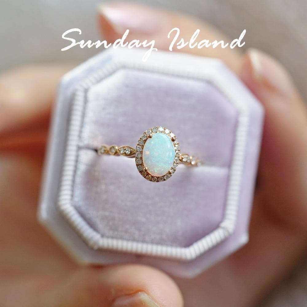Oval Cut Australian Opal Halo Ring - Juliana - Image 2