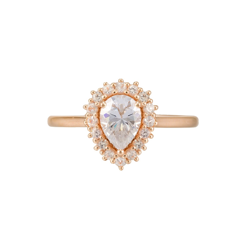 Pear Cut Moissanite Halo Ring - Erin
