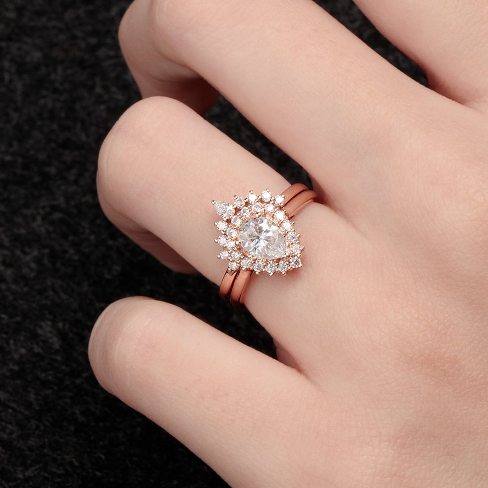 Pear Cut Moissanite Halo Ring - Erin - Image 2