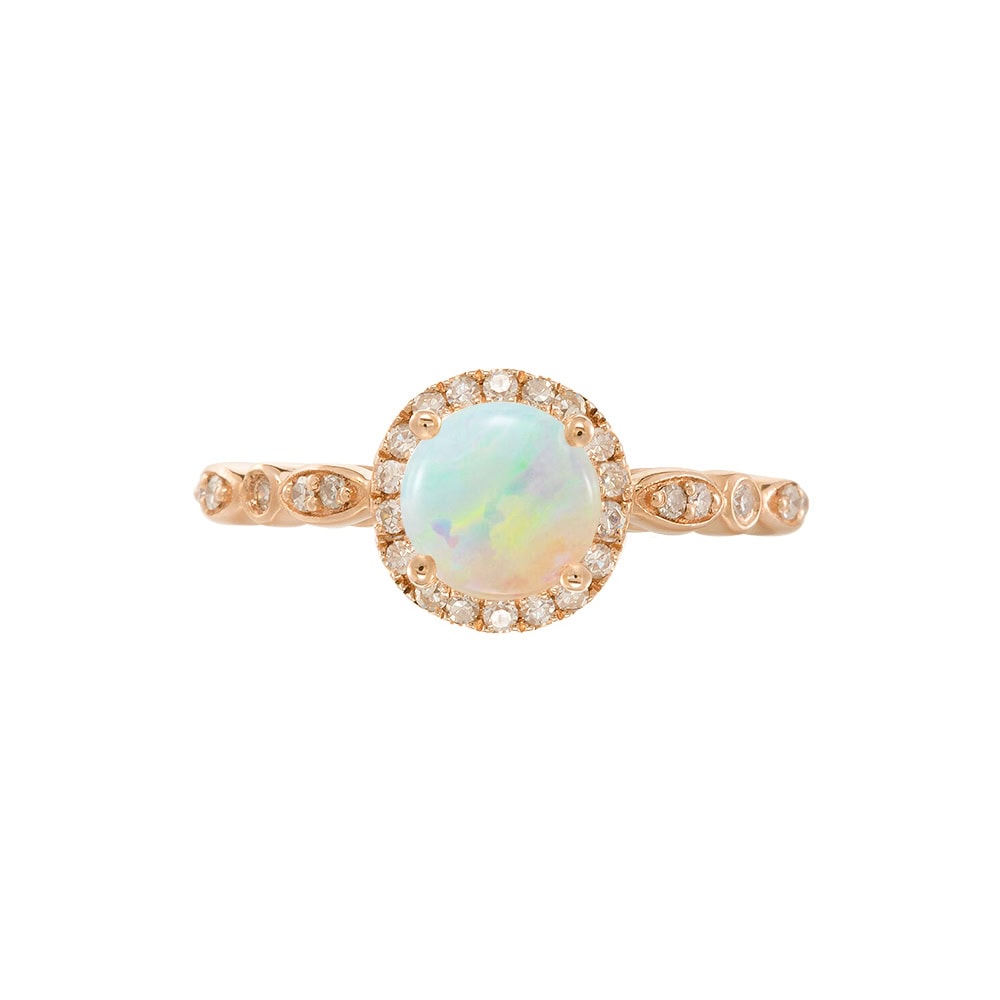 Vintage Australian Opal Halo Ring – Hailey
