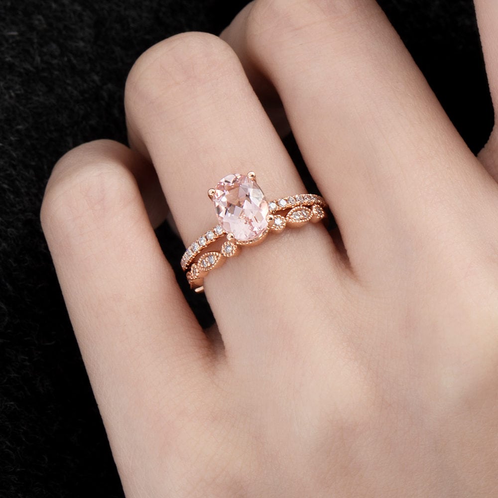 Oval Cut Morganite Engagement Ring – Vanessa - Image 3