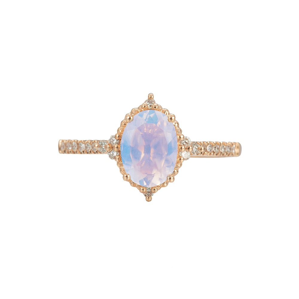Oval Cut Vintage Blue Moonstone Ring – Esther