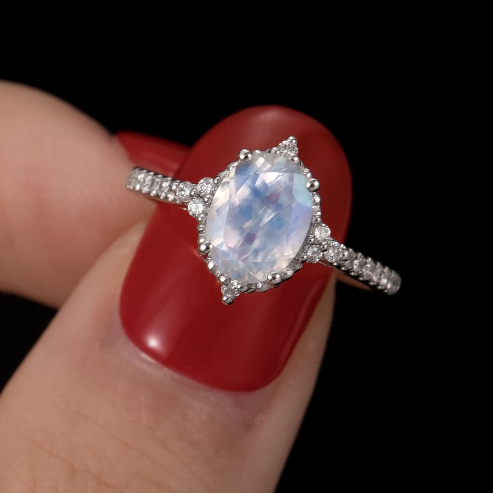 Oval Cut Vintage Blue Moonstone Ring – Esther - Image 3