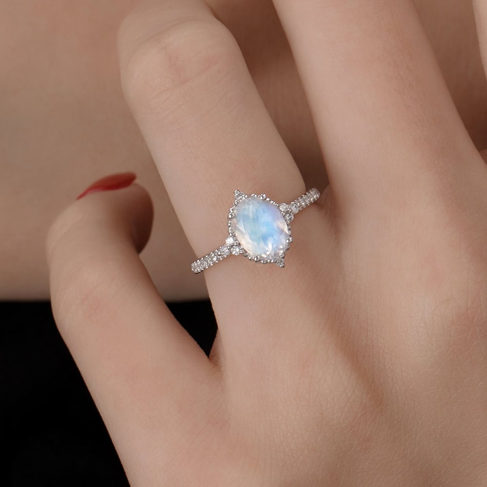 Oval Cut Vintage Blue Moonstone Ring – Esther - Image 5