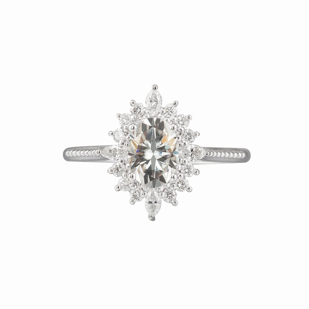 Art Deco Oval Moissanite Ring - Beatrice