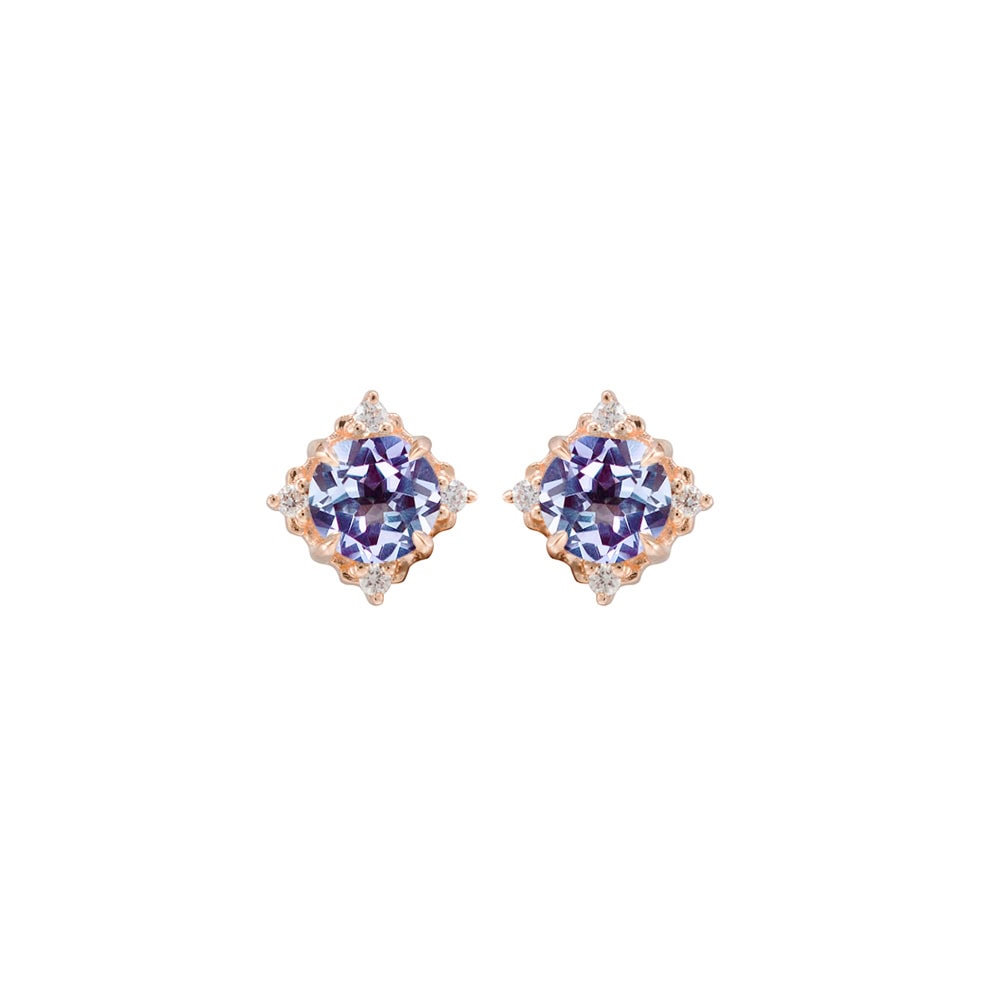 Diamond Alexandrite Stud Earrings - Edith