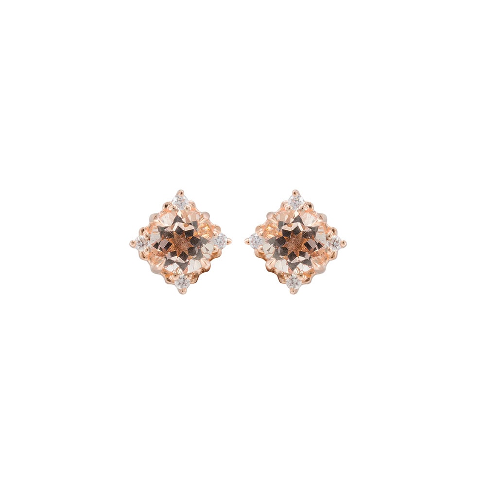Diamond Morganite Stud Earrings - Nicole