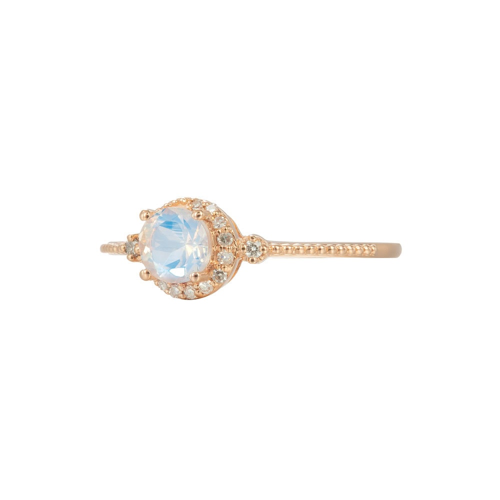 Half Moon Halo Moonstone Ring - Aaliyah - Image 2