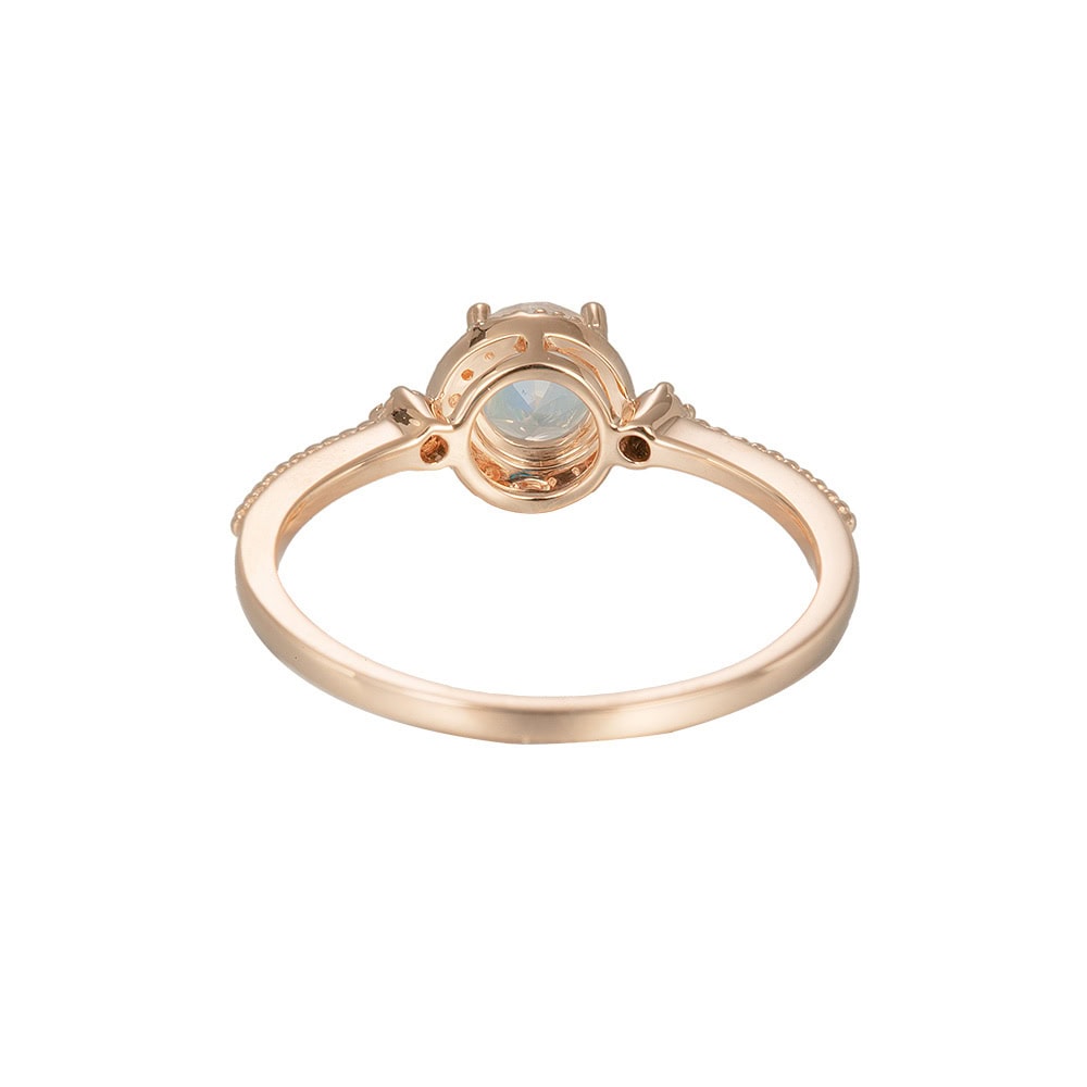 Half Moon Halo Moonstone Ring - Aaliyah - Image 3