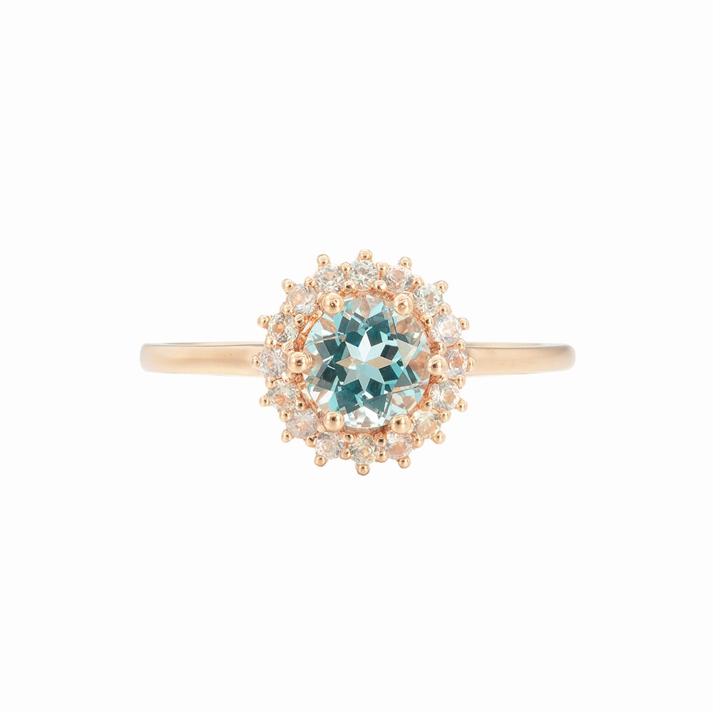 Halo Aquamarine Engagement Ring – March