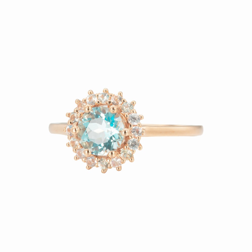Halo Aquamarine Engagement Ring – March - Image 2