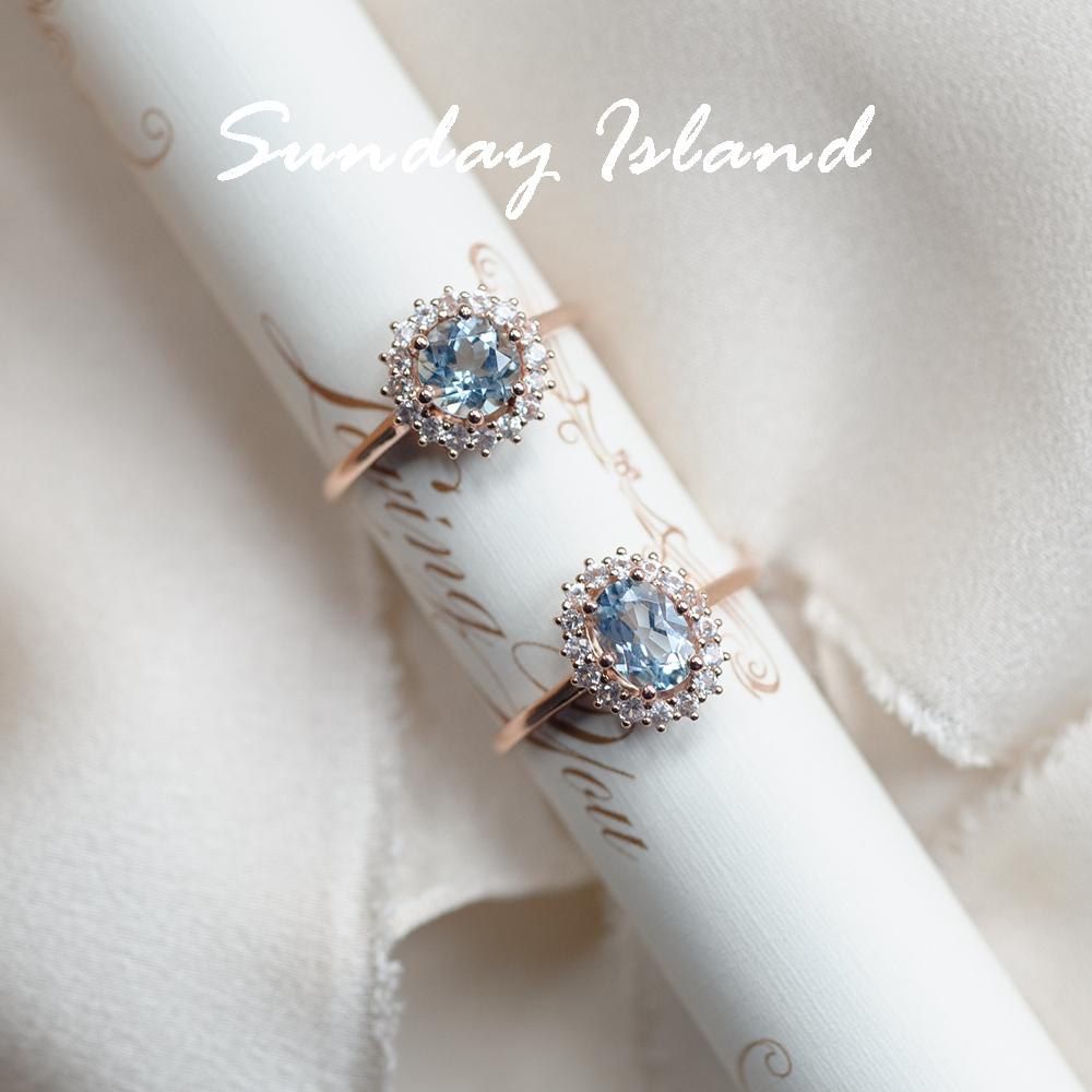 Oval Cut Halo Aquamarine Ring - Monroe - Image 5