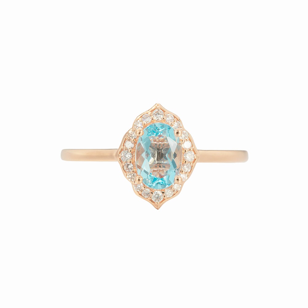 Mini Floral Aquamarine Engagement Ring - Tiziana