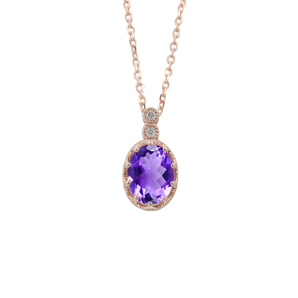 Oval Amethyst Necklace - Leigh