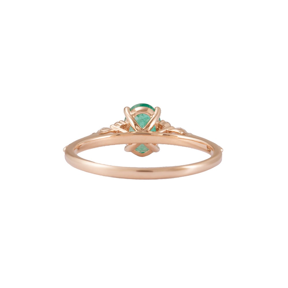 Oval Cut Emerald Diamond Engagement Ring - Cloris - Image 2
