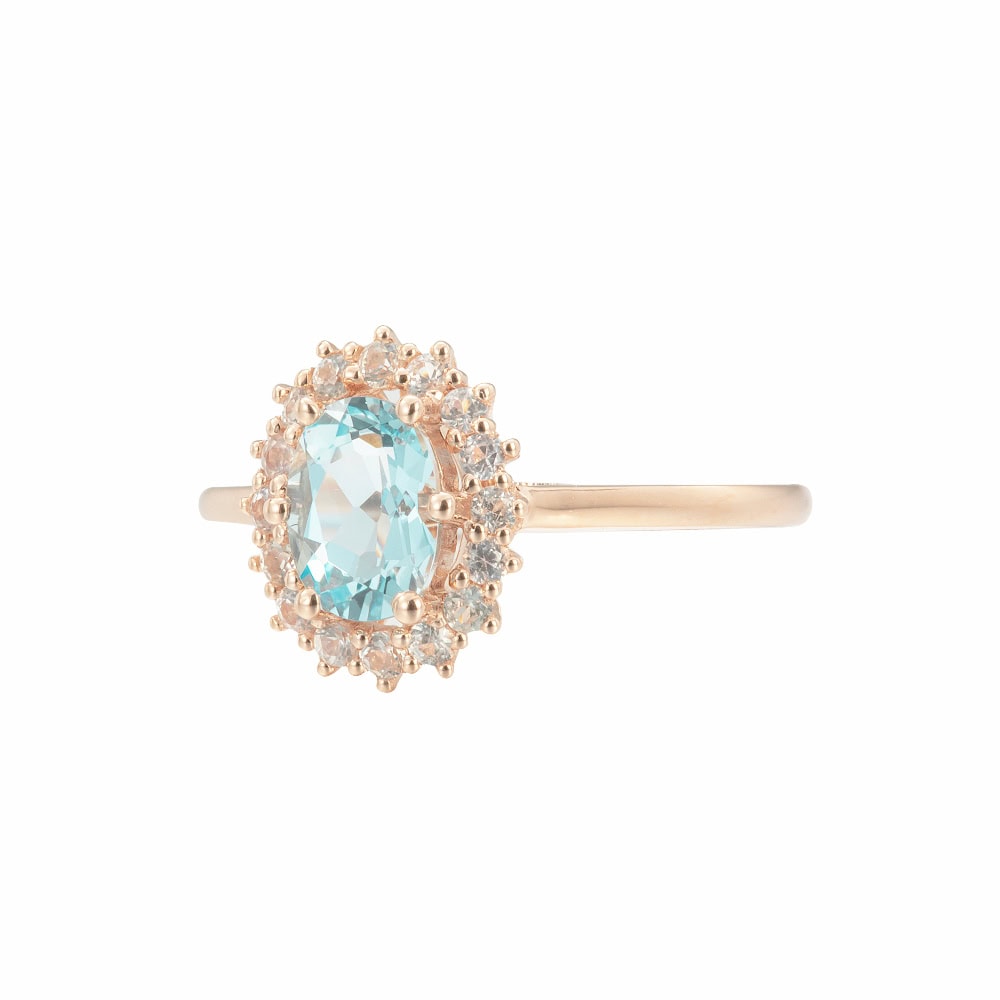 Oval Cut Halo Aquamarine Ring - Monroe - Image 2
