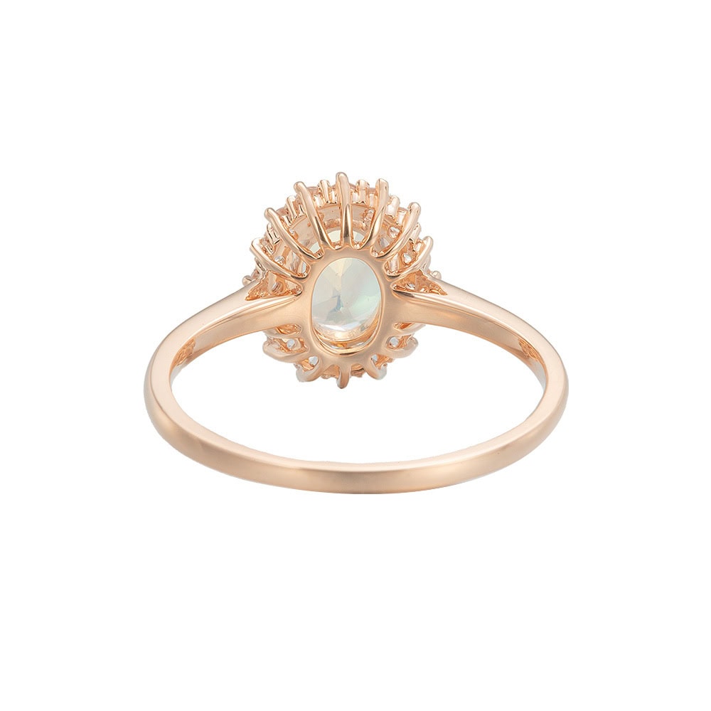 Oval Cut Halo Moonstone Ring - Alma - Image 7