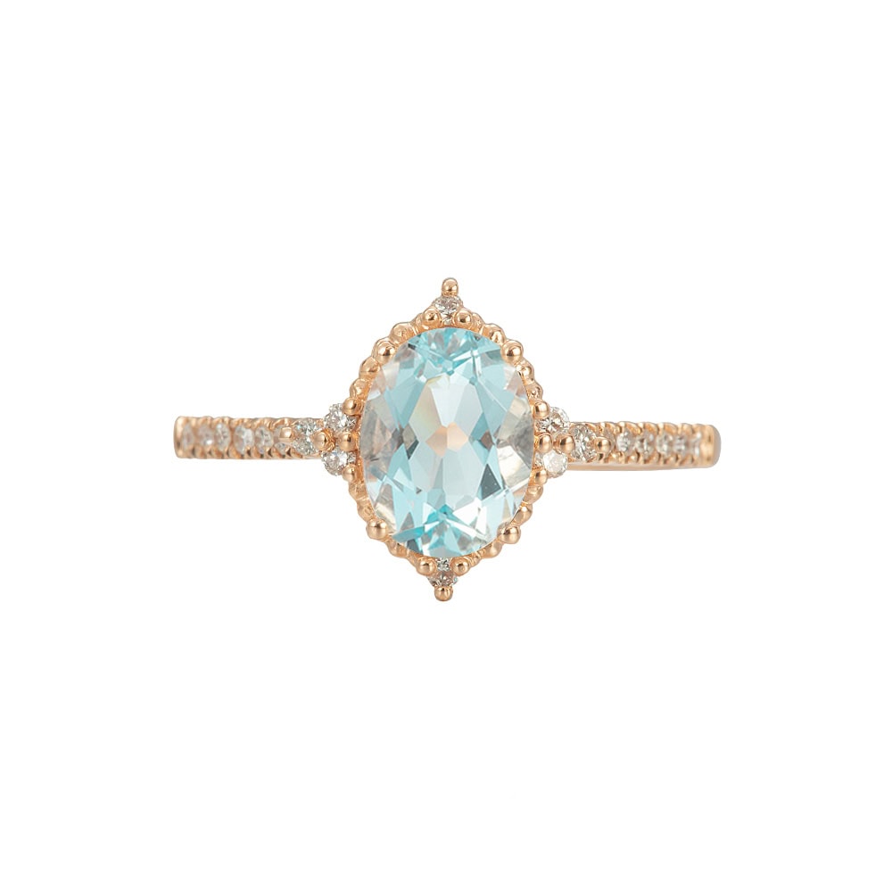 Oval Cut Vintage Aquamarine Ring – Bernadette