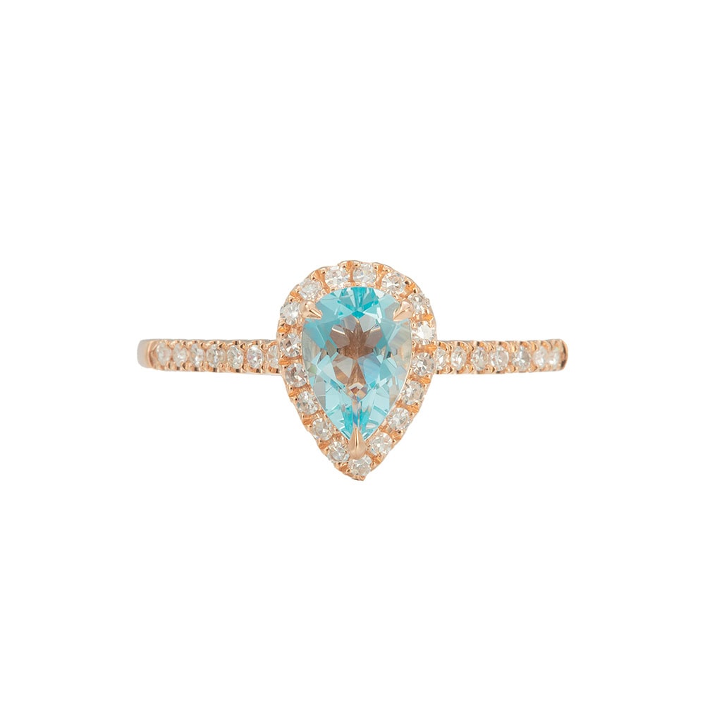Pearcut Halo Aquamarine Ring – Astrid