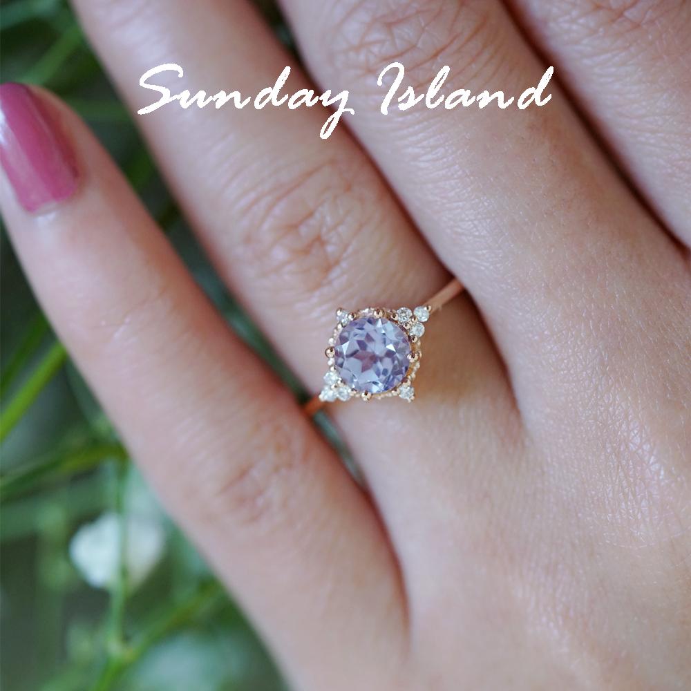 Round Cut Alexandrite Engagement Ring – Alina - Image 4