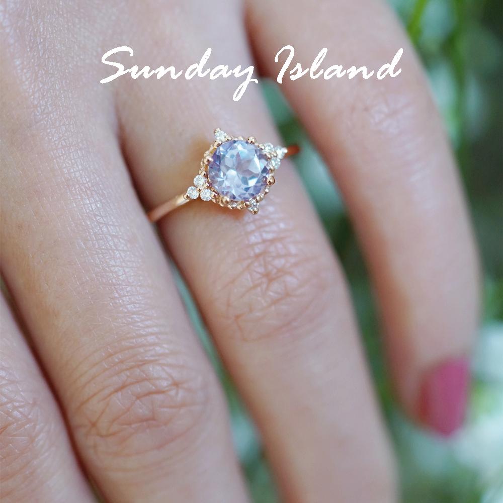 Round Cut Alexandrite Engagement Ring – Alina - Image 2