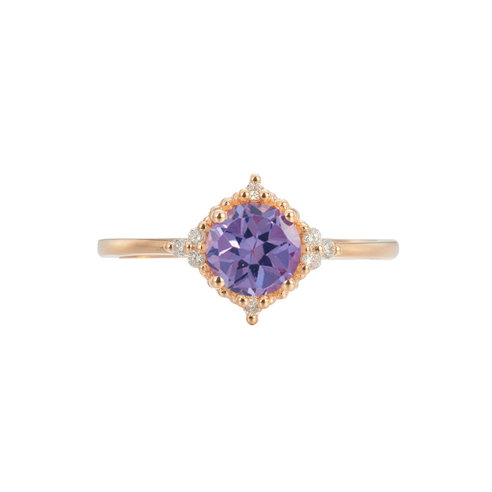 Round Cut Alexandrite Engagement Ring – Alina
