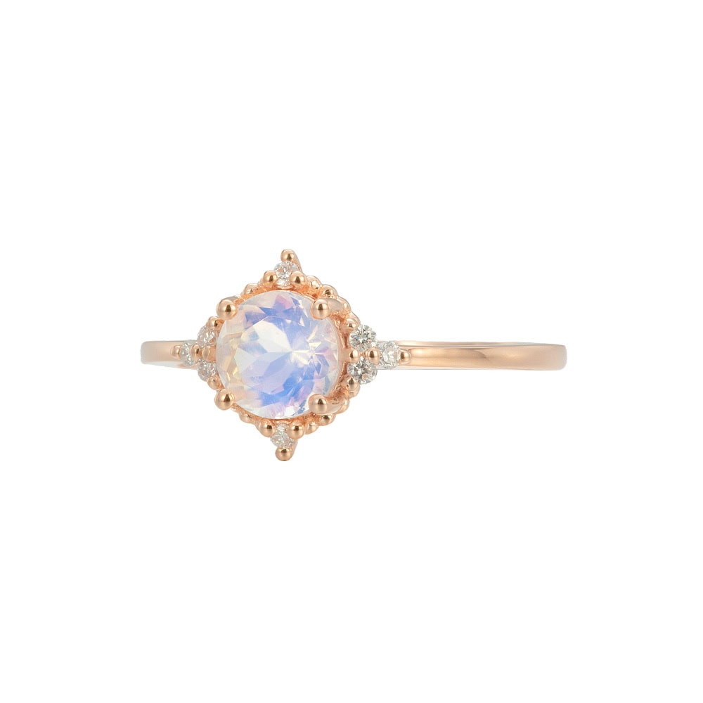 Round Cut Moonstone Engagement Ring – Jocelyn - Image 2