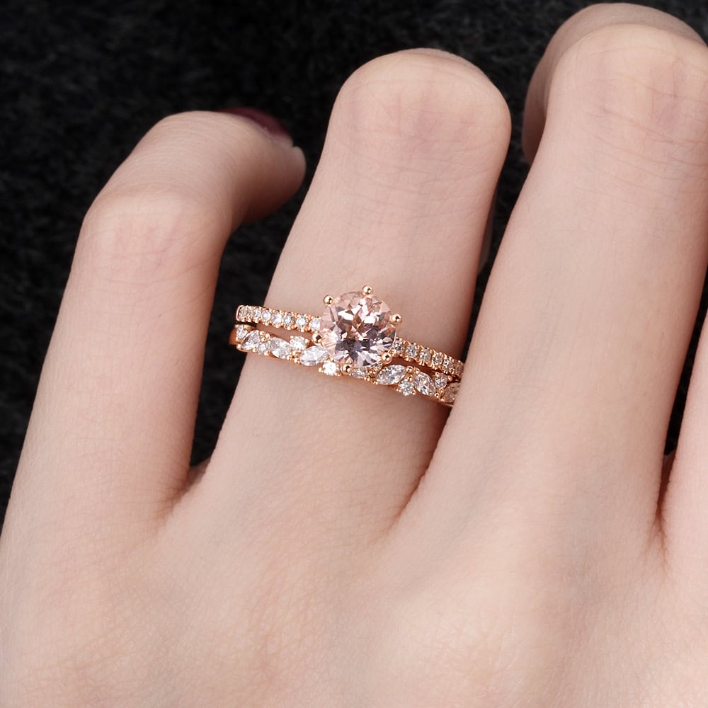 Round Cut Morganite Engagement Ring - Lillian - Image 5